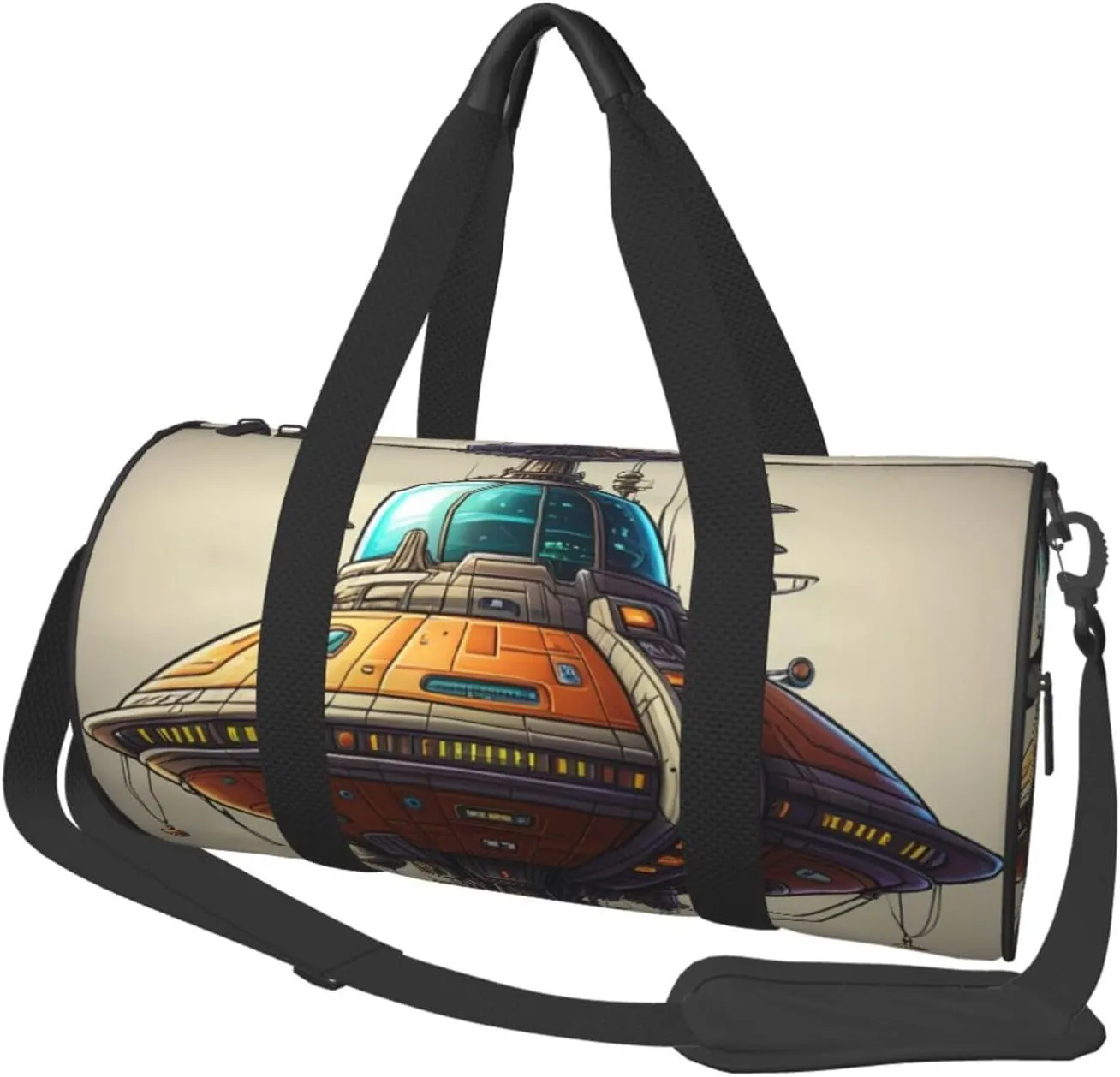 Alien Spaceship Printed Travel Bag,Round Personal Item Storage bag,Foldie Duffel Bag for Traveling Vacation,Fitness,Sports