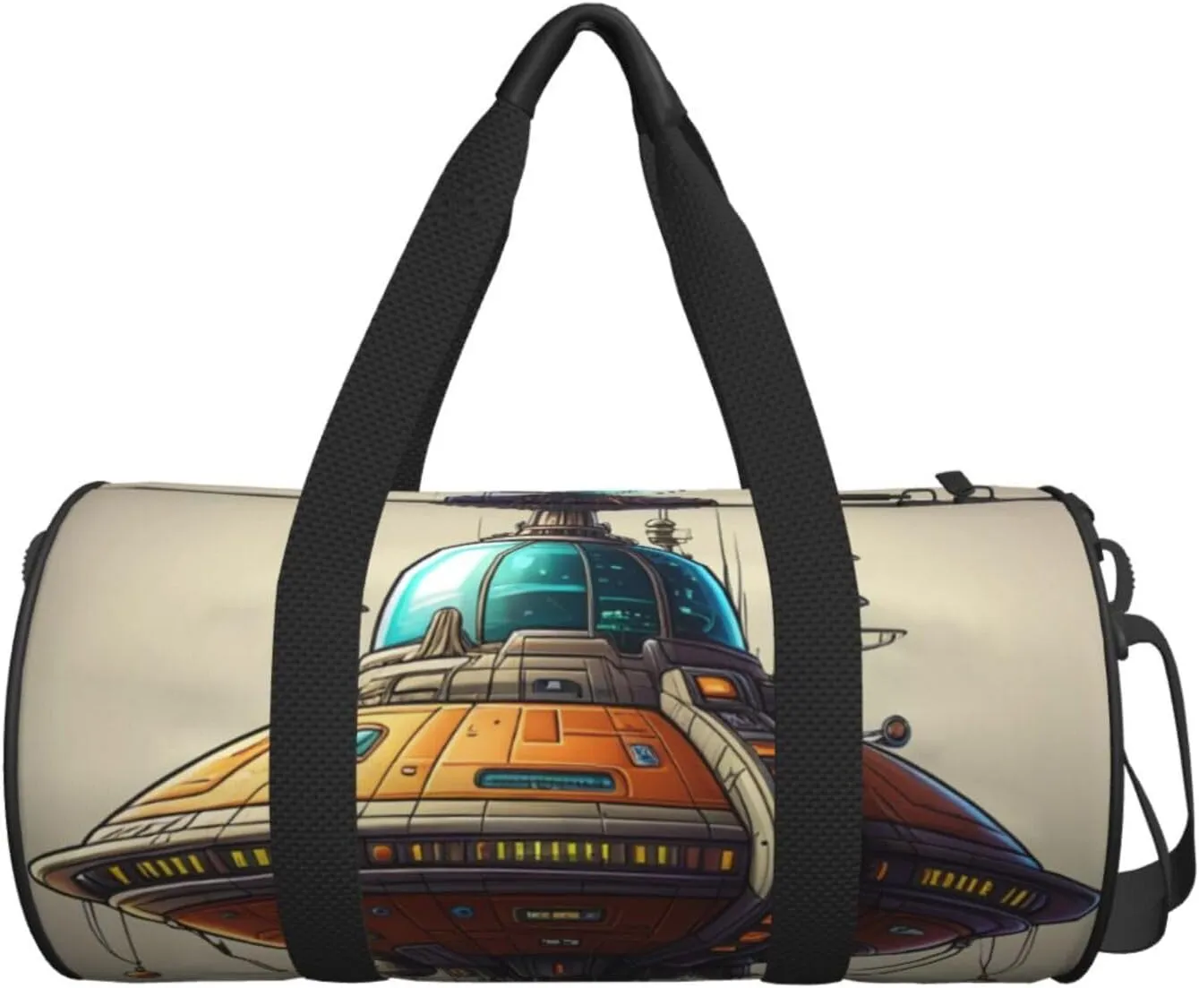 Alien Spaceship Printed Travel Bag,Round Personal Item Storage bag,Foldie Duffel Bag for Traveling Vacation,Fitness,Sports
