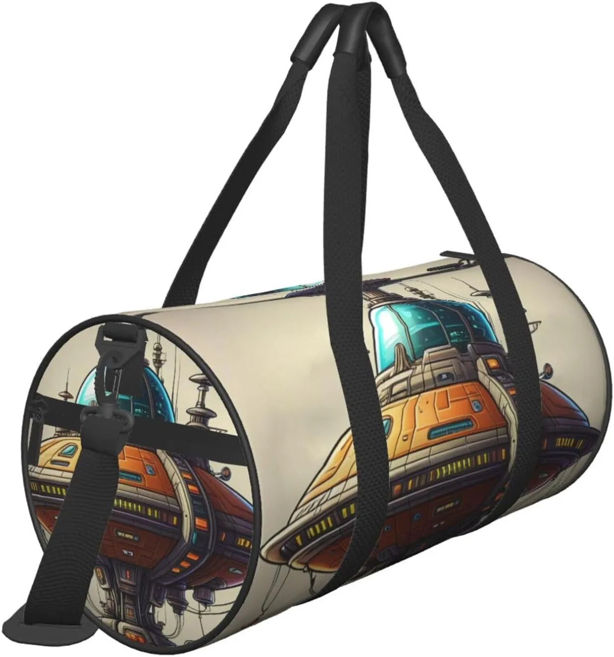 Alien Spaceship Printed Travel Bag,Round Personal Item Storage bag,Foldie Duffel Bag for Traveling Vacation,Fitness,Sports