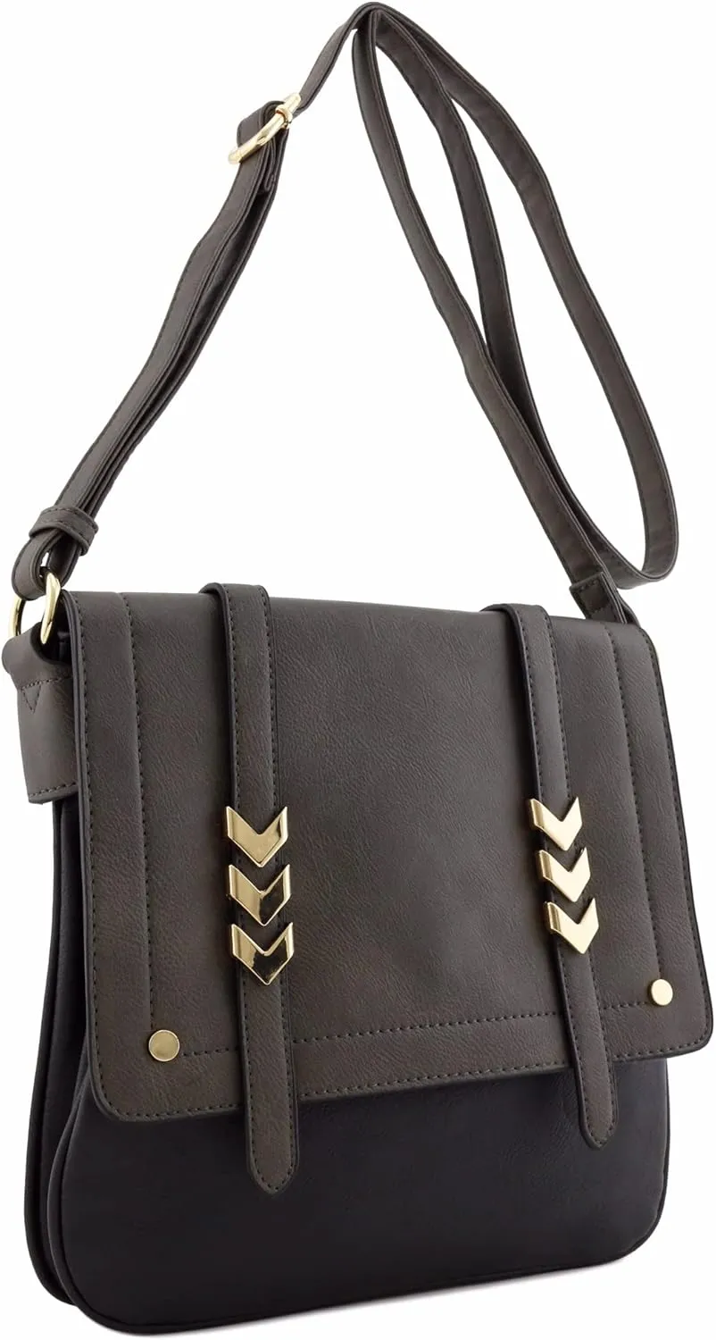 ALYSSA Double Compartment Large Flapover Crossbody Bag