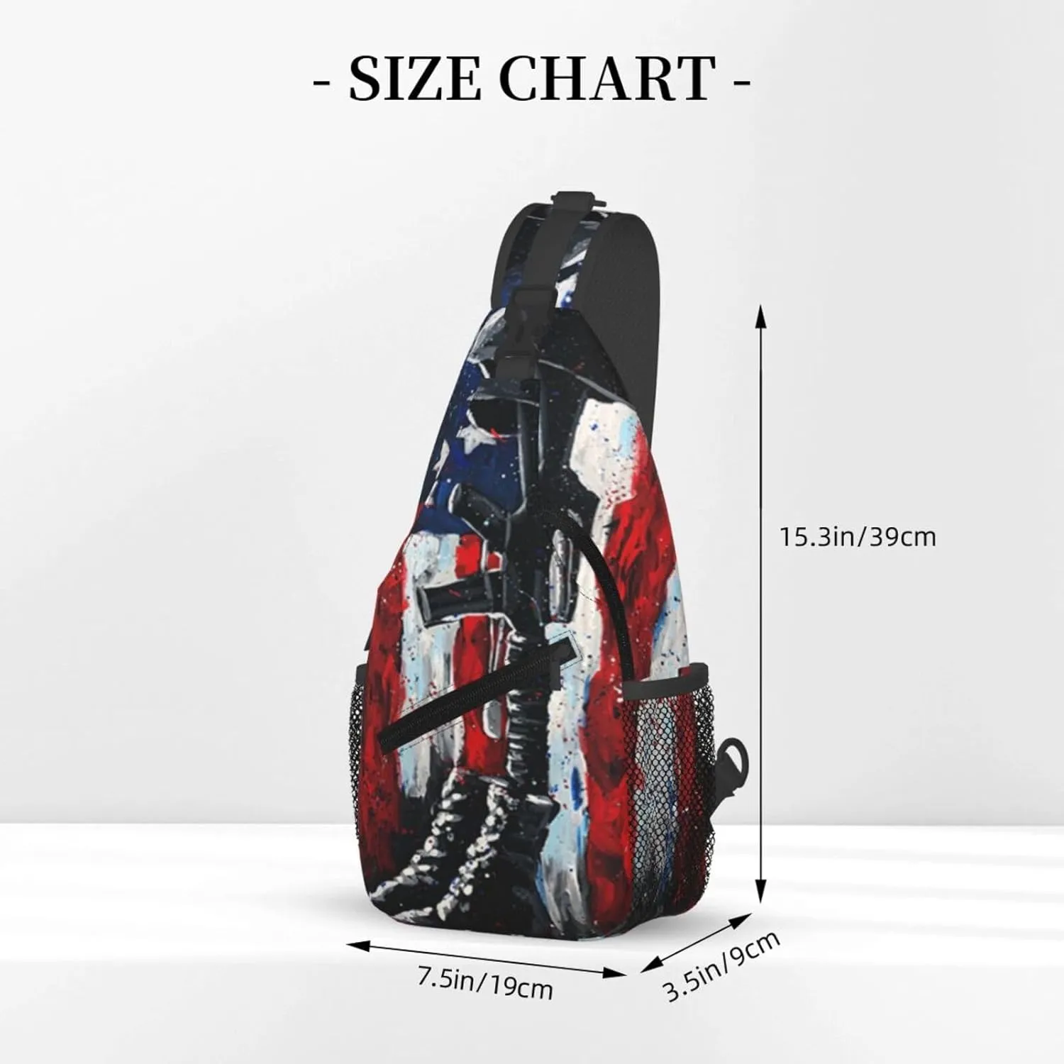 American Flag Soldier Silhouette Men'S Crossbody Bag Travel Hiking Shoulder Backpack Chest Bag