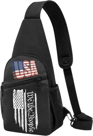American Flag We The People Constitution，Fashion One-Shoulder Bag，Anti-Theft Crossbody Shoulder Chest Bag