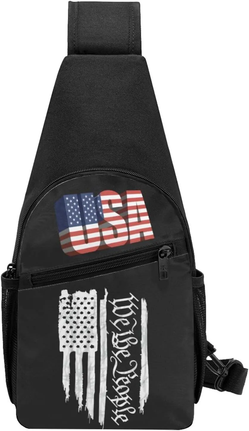 American Flag We The People Constitution，Fashion One-Shoulder Bag，Anti-Theft Crossbody Shoulder Chest Bag
