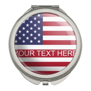 American USA Flag Personalized Custom Compact Travel Purse Handbag Makeup Mirror