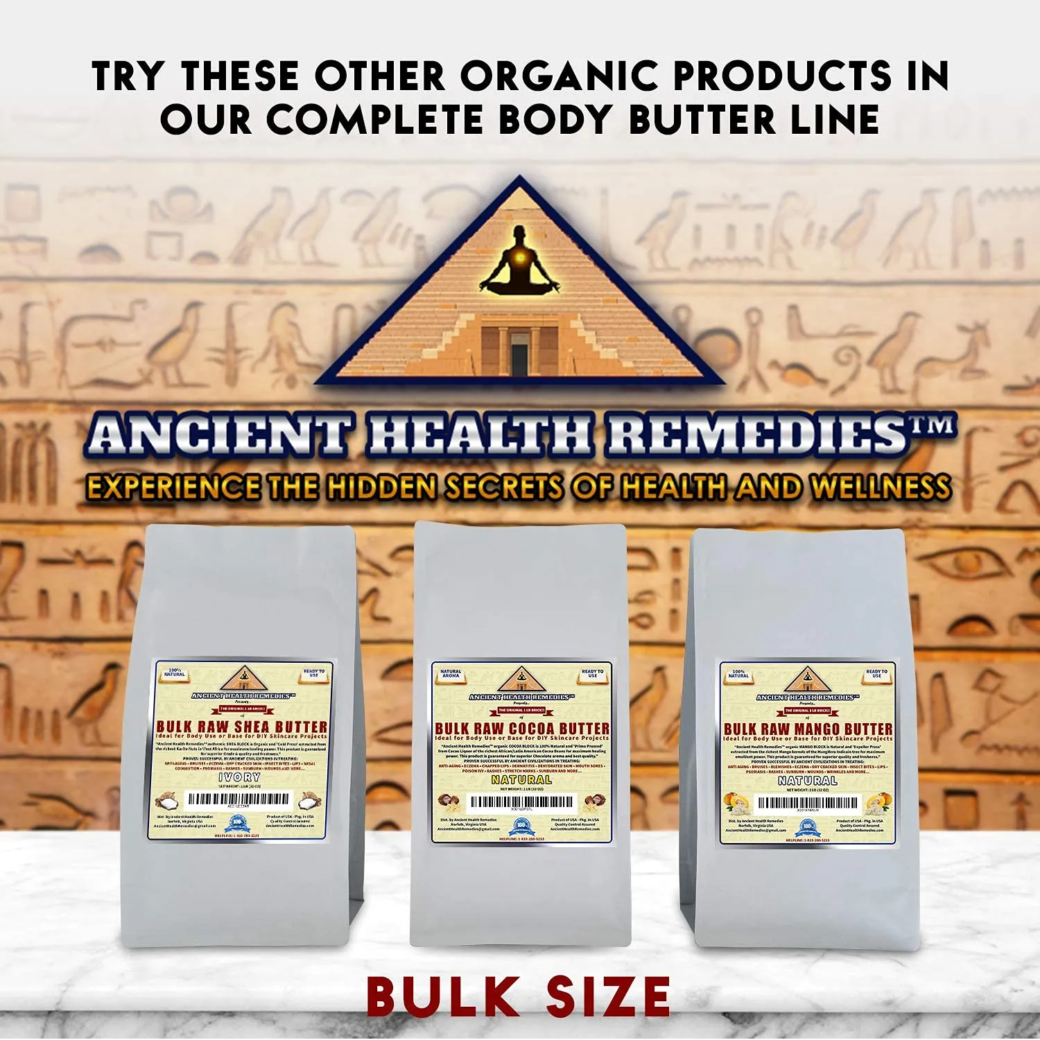 ANCIENT HEALTH REMEDIES Organic Unrefined Raw MANGO BUTTER JAR/BLOCKS Bulk, Light Mango Aroma, Non-Greasy Base for Beauty, Skin Moisturizing, DIY Base for Body Butter & Hand Creams (2 LB)