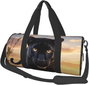 Animal Panther Printed Travel Bag,Round Personal Item Storage bag,Foldie Duffel Bag for Traveling Vacation,Fitness,Sports