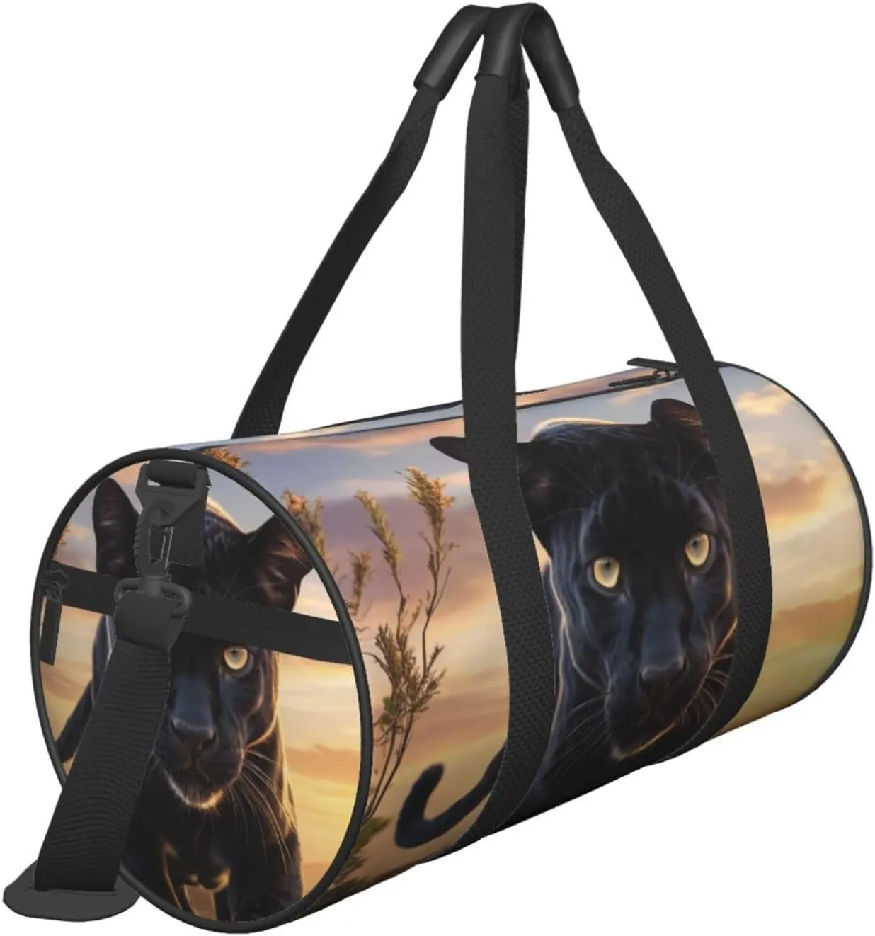 Animal Panther Printed Travel Bag,Round Personal Item Storage bag,Foldie Duffel Bag for Traveling Vacation,Fitness,Sports