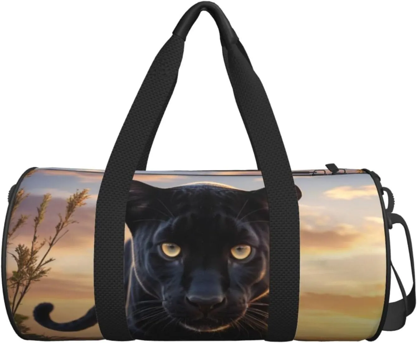 Animal Panther Printed Travel Bag,Round Personal Item Storage bag,Foldie Duffel Bag for Traveling Vacation,Fitness,Sports