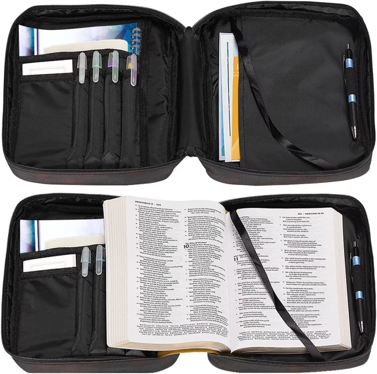 Animal Print Polyester Bible Cover-Bible Holder Case for Women-Bible Bag Bible Case with Shoulder Strap Zipper Pocket