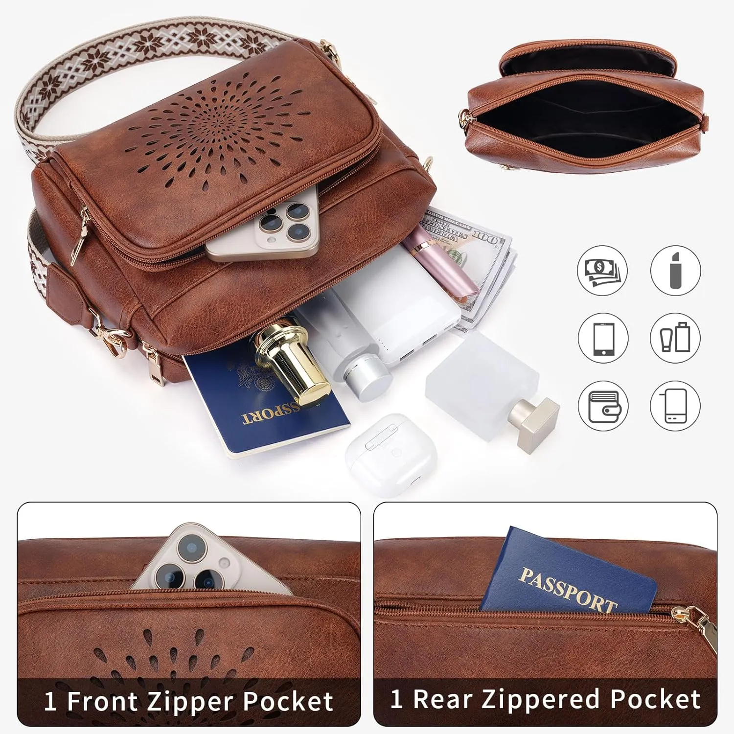 APHISON Crossbody Bags for Women, Vegan Leather Sunflower Crossbody Phone Purse Shoulder Handbags with Adjustable Strap