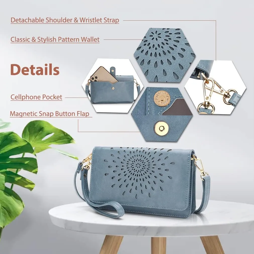 APHISON Crossbody Bags For Women,Wristlet Wallet Phone Purse Shoulder handbags Multi-Function Small RFID Clutch Card Holder