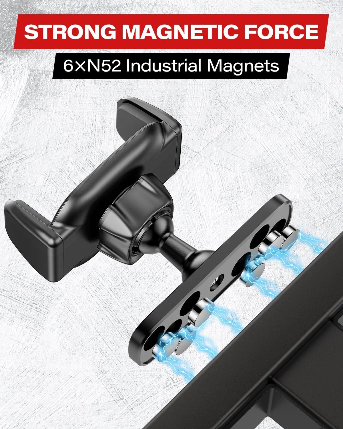 APPS2Car Gym Magnetic Phone Holder, 360 Adjustable, Compatible with 4.7-6.9" Smartphone & Heavy Case, Alloy Base and Joint, Grey