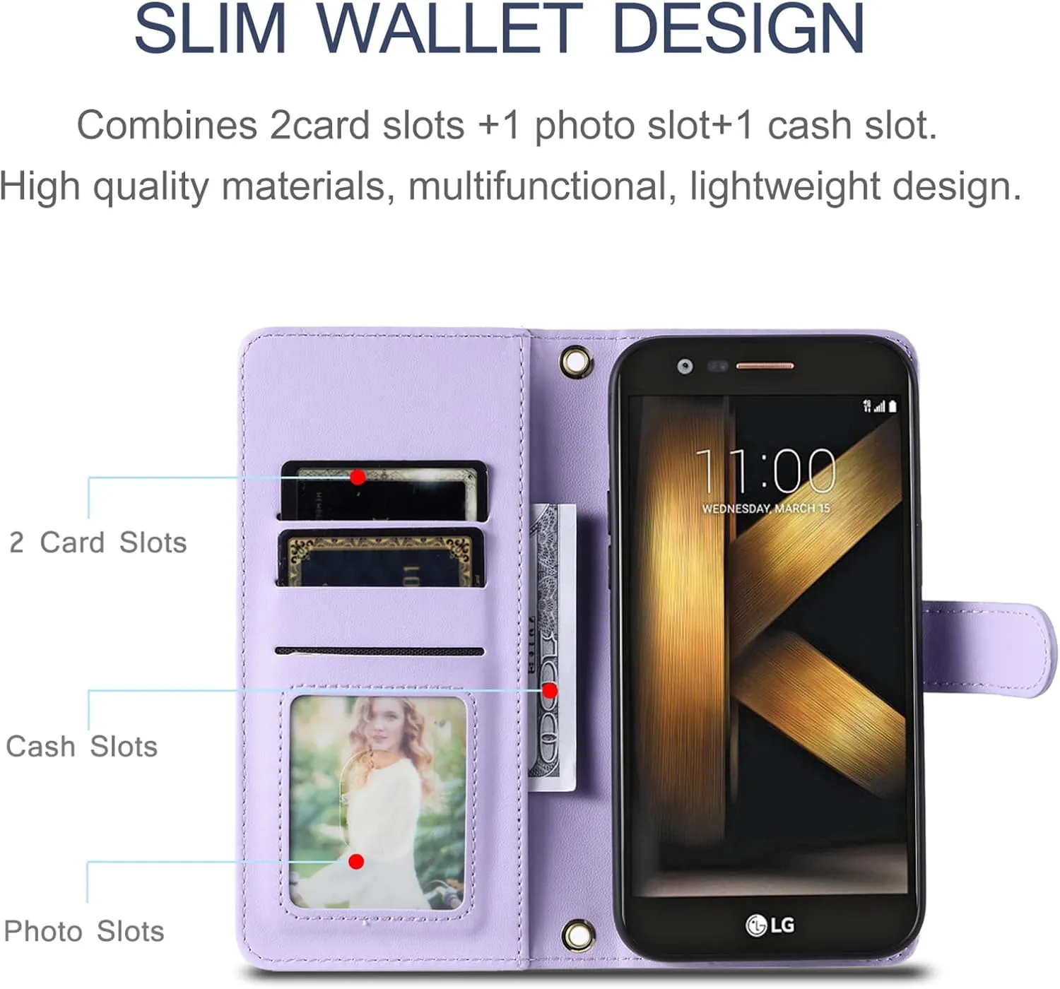 Argyle Wallet Case for LG K20/K20 Plus/K20 V/Harmony/V5/K10 2017/Grace LTE with Wrist Strap Shoulder Strap Card Slots Purse, Phone Cover for LGK20Case LGK20Plus LGK20V K20V K 20 20K K20  Purple