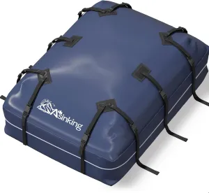Asinking Car Roof Bag Rooftop top Cargo Carrier Bag 21 Cubic feet Waterproof for All Cars with/Without Rack, Includes Anti-Slip Mat, 10 Reinforced Straps, 6 Door Hooks, Luggage Lock
