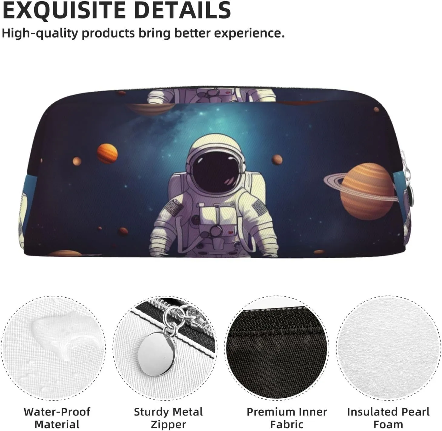 Astronaut solar system planets Makeup Bag for Women Men Travel Toiletry Bag Aesthetic Purse Pouch Large Pencil Case