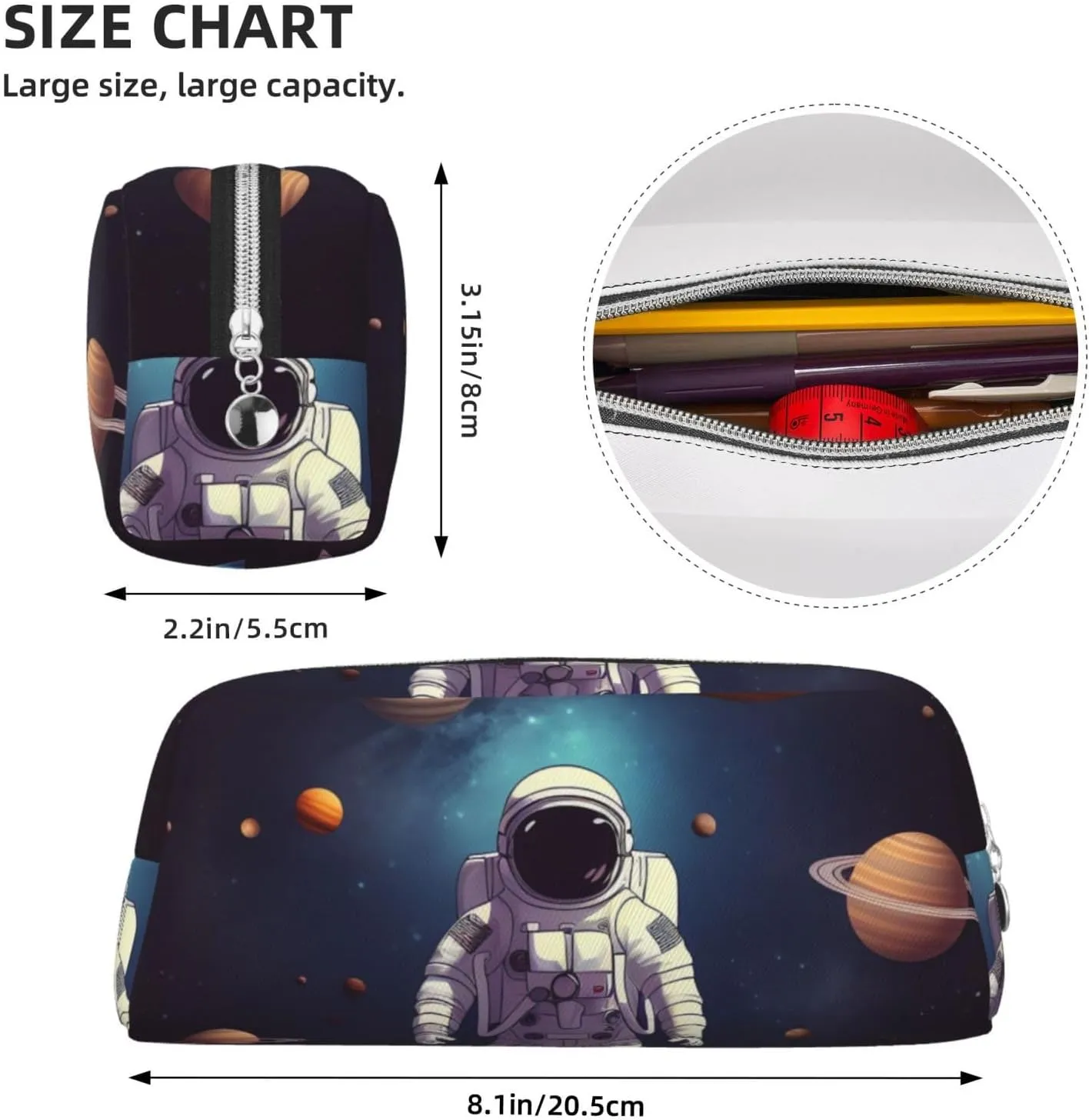 Astronaut solar system planets Makeup Bag for Women Men Travel Toiletry Bag Aesthetic Purse Pouch Large Pencil Case