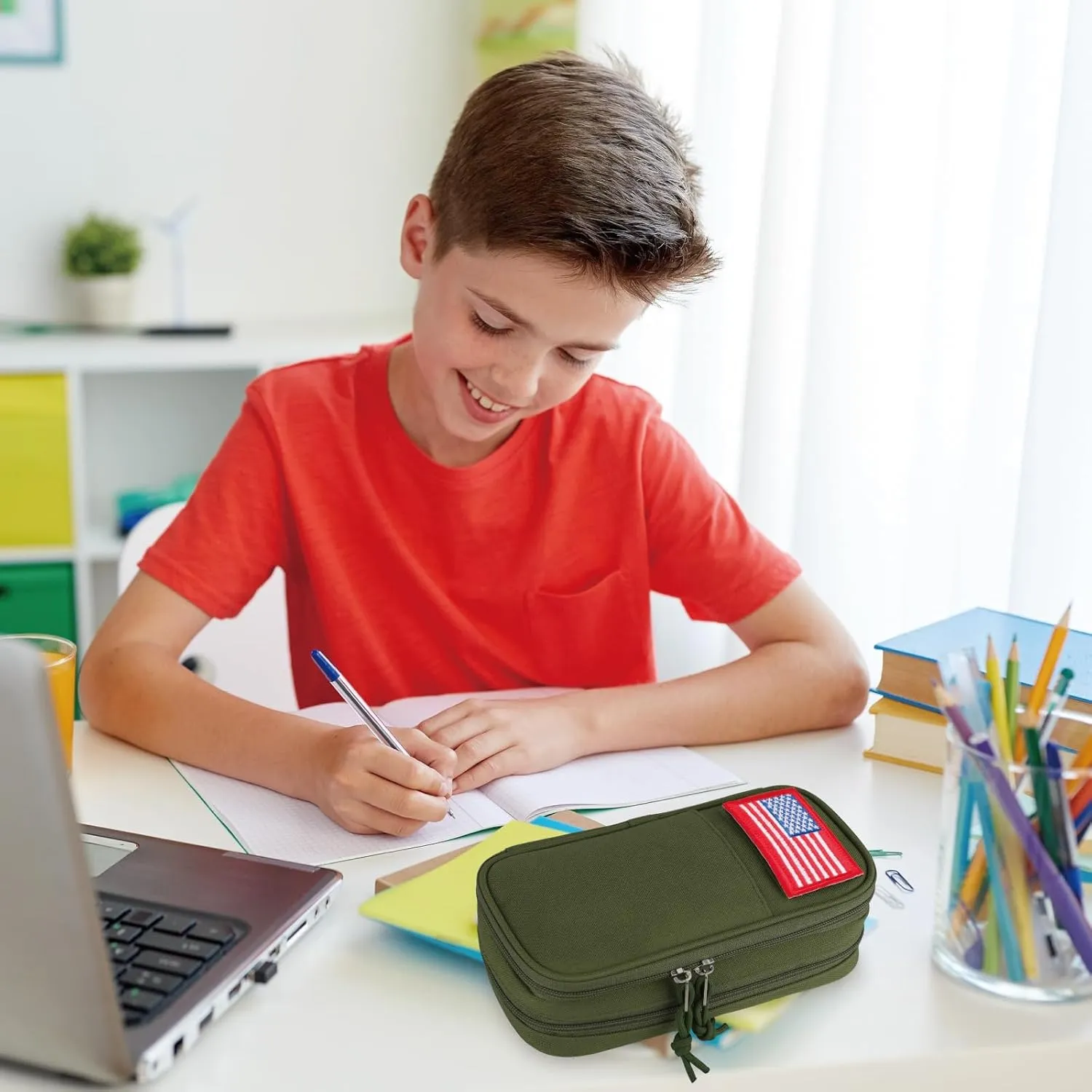 ATRIPACK Tactical Pencil Case for Boy, Large Capacity Pencil Pouch, Marker Organizer Case, Pen Box, Tool Bag Desk Organizer for School, College, Office - Kids, Men, Women, Adults, Teens (Green)