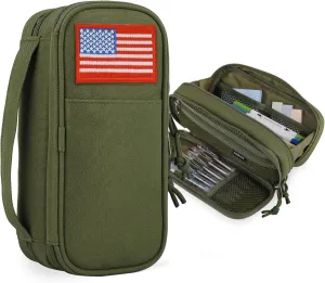 ATRIPACK Tactical Pencil Case for Boy, Large Capacity Pencil Pouch, Marker Organizer Case, Pen Box, Tool Bag Desk Organizer for School, College, Office - Kids, Men, Women, Adults, Teens (Green)