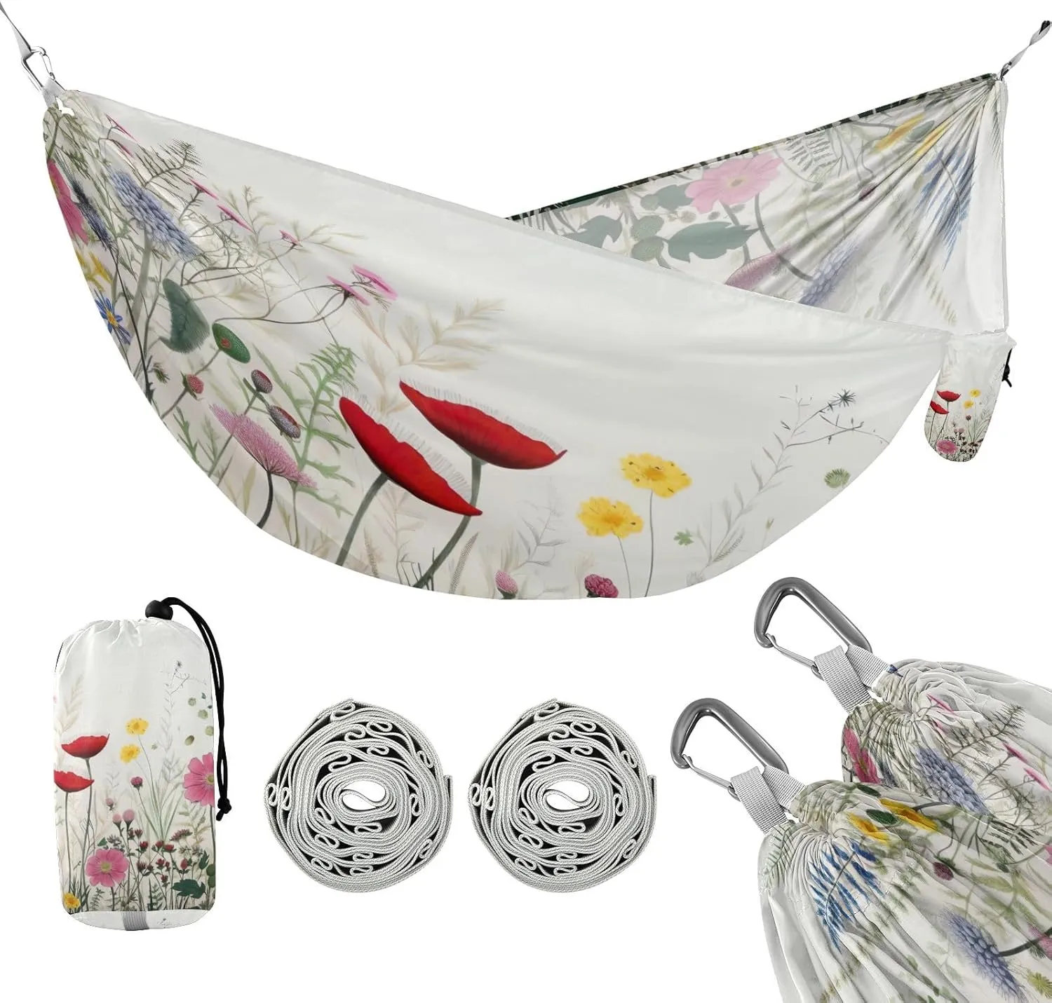 ATTX Colorful Flowers Camping Hammock - Lightweight & Portable Hammocks, Heavy Duty 330lbs Capacity for Indoor, Hiking, Backpacking, Travel, Backyard, Beach#268