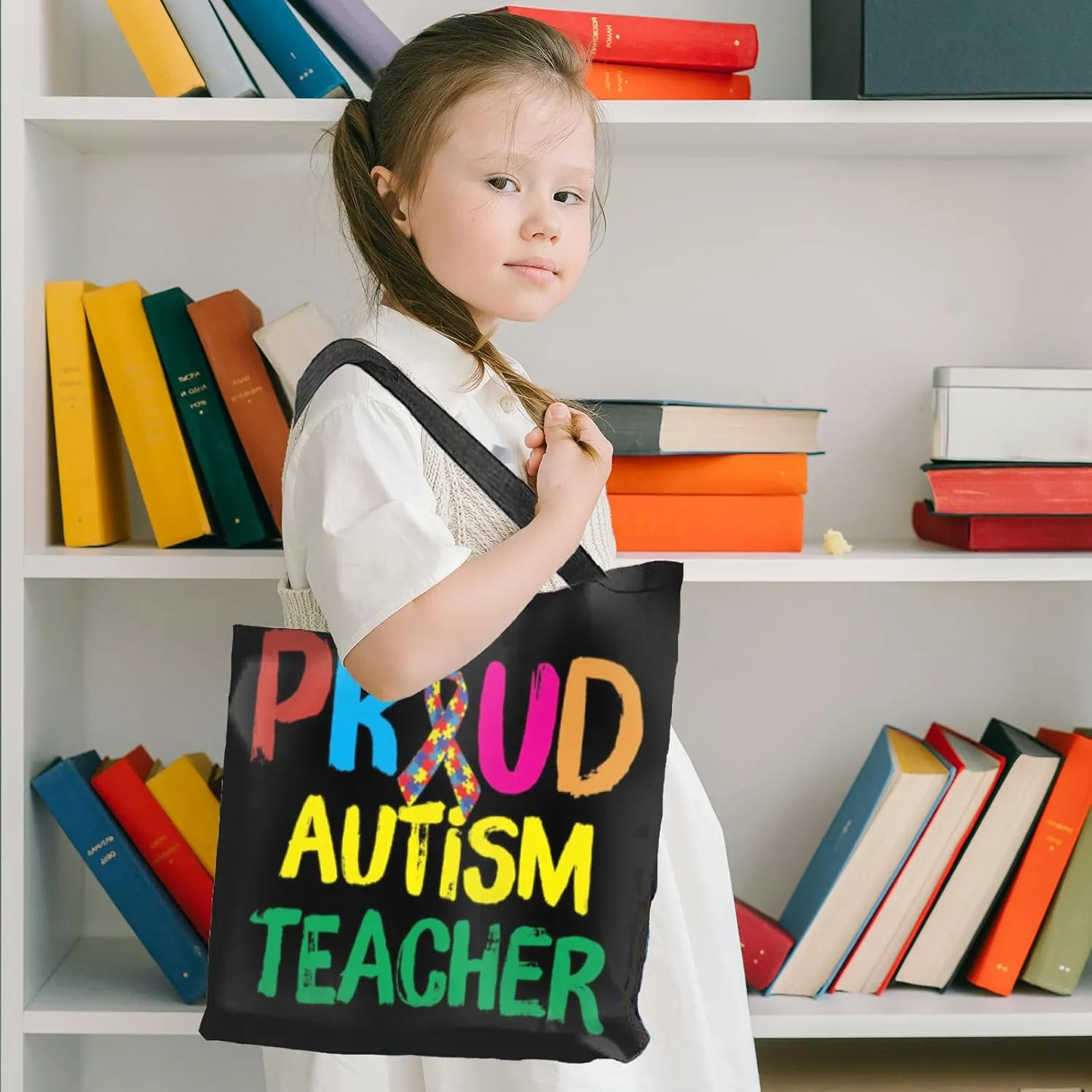 Autism Awareness Gifts For Autism Teacher,Autism Tote Bag Handbag Reusable Shopping Grocery Bags Teacher Gifts