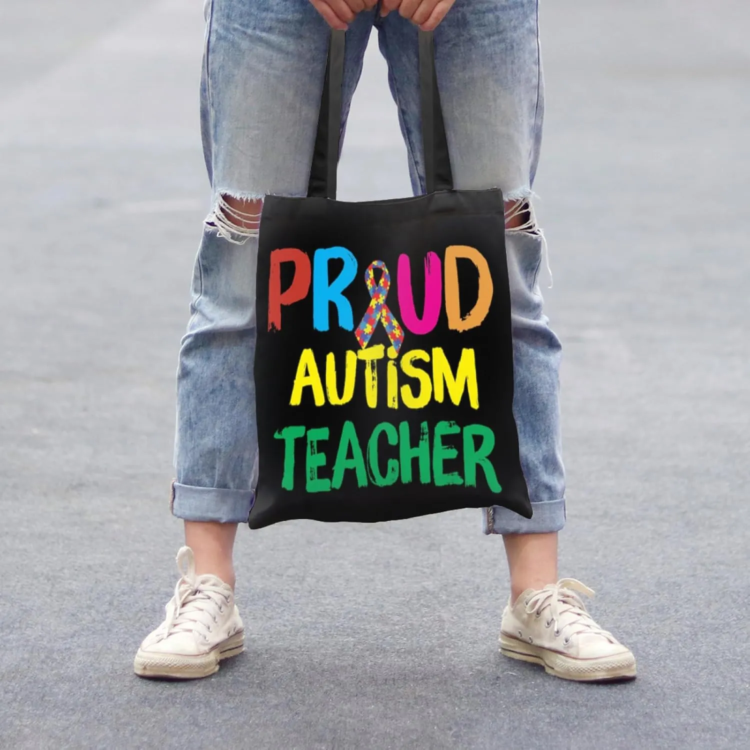 Autism Awareness Gifts For Autism Teacher,Autism Tote Bag Handbag Reusable Shopping Grocery Bags Teacher Gifts