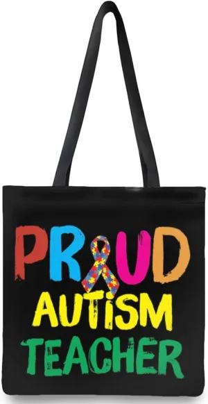 Autism Awareness Gifts For Autism Teacher,Autism Tote Bag Handbag Reusable Shopping Grocery Bags Teacher Gifts