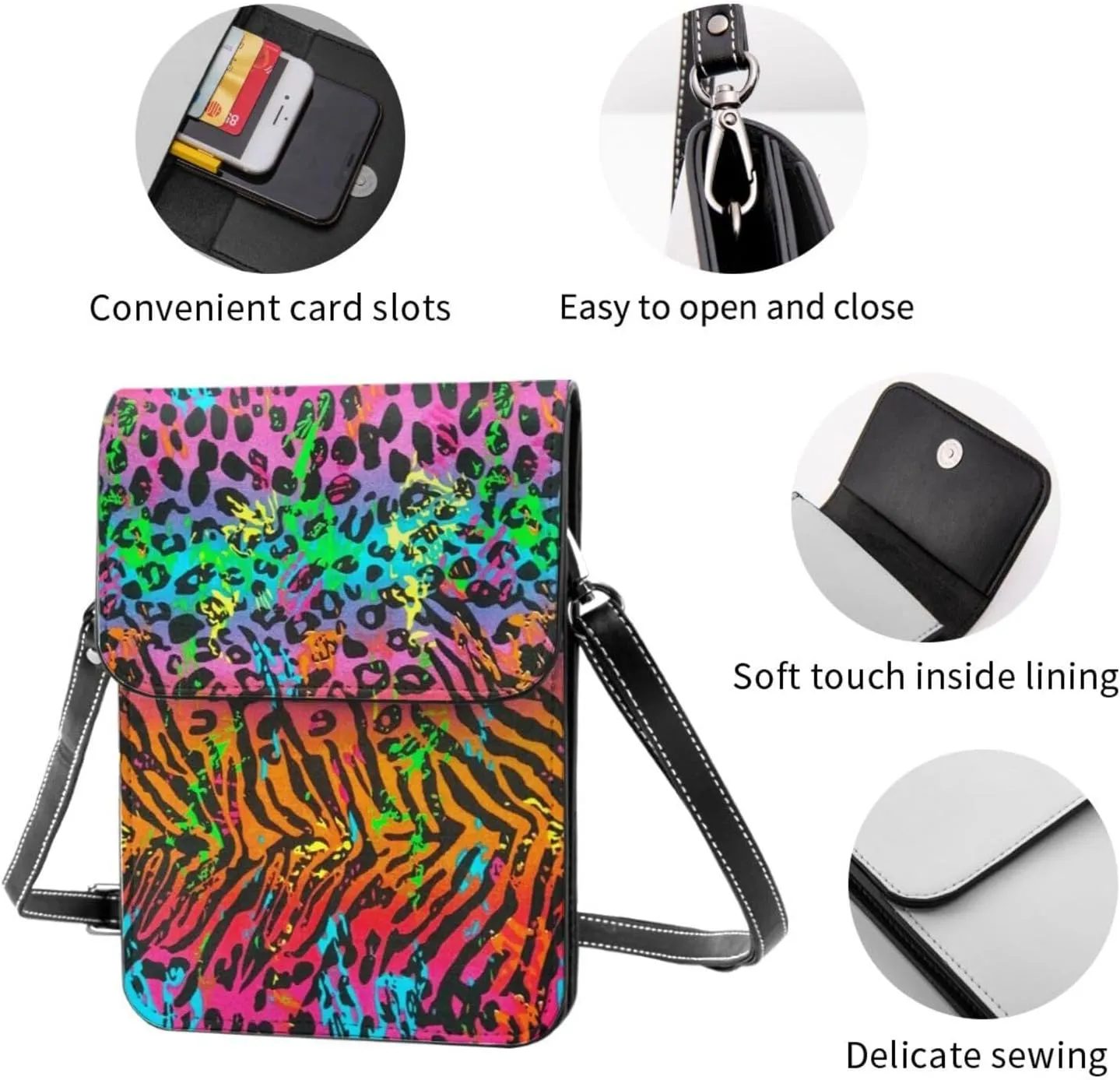 Autism Awareness Leather Crossbody Cell Phone Purse Small Wallet Bags Adjustable Phone Bag for Women