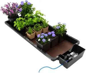 AutoPot Tray2Grow System - Standard Tray2Grow with 25 Gal FlexiTank - Self-Watering, Gravity-Fed Hydroponic Indoor System, Black
