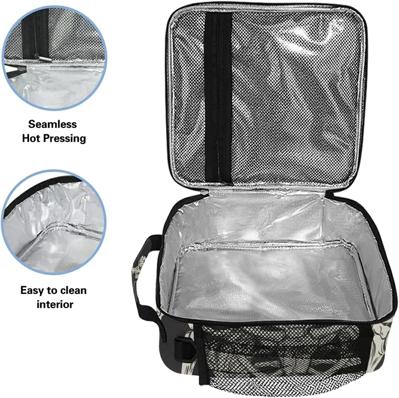 AUUXVA Funny Skull Pattern Insulated Lunch Box Bags for Women Men Kids Girls Tote Crossbody Lunch Container Food Carrier