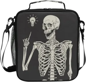 AUUXVA Funny Skull Pattern Insulated Lunch Box Bags for Women Men Kids Girls Tote Crossbody Lunch Container Food Carrier