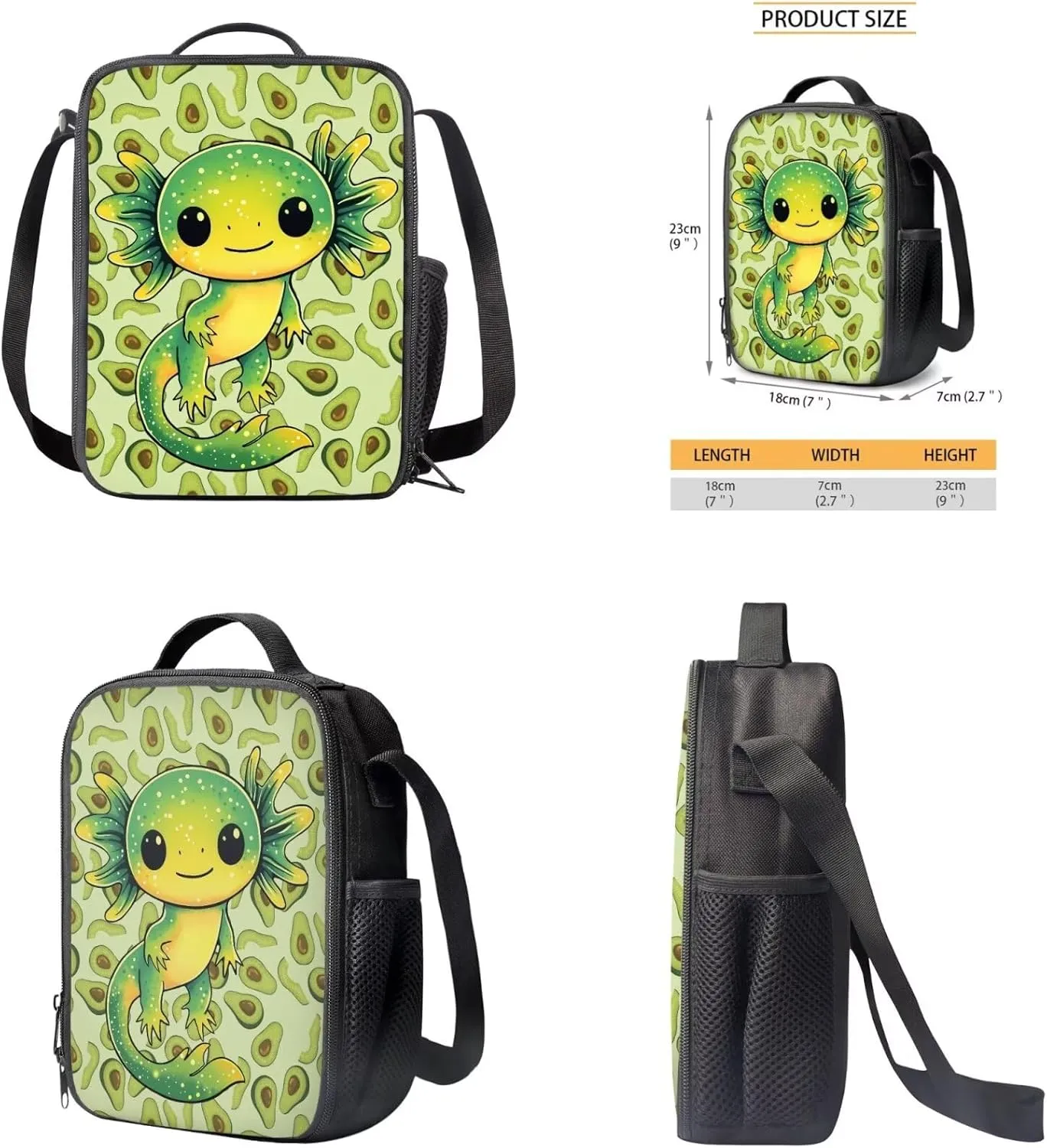 Axolotl Backpack for Girls Preschool Lightweight Bookbag with Lunch Box and Pencil Case 3PCS School Back Pack Set for Little Boys Picnic Travel or Hiking Casual Daypack