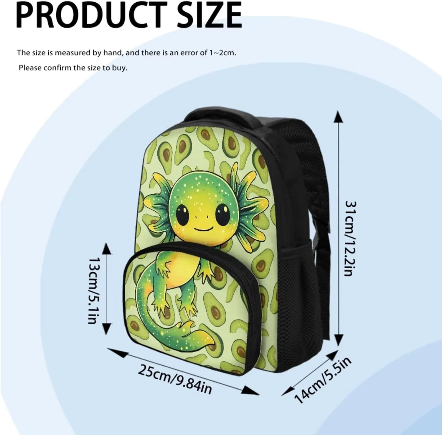 Axolotl Backpack for Girls Preschool Lightweight Bookbag with Lunch Box and Pencil Case 3PCS School Back Pack Set for Little Boys Picnic Travel or Hiking Casual Daypack