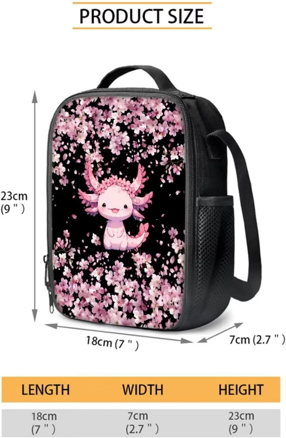 Axolotl School Bags for Boys 7-10 Big Capacity Bookbag for Girls Kids Travel Backpack with Lunch Bag Insulated and Zipper Pencil Case, 3 Piece Set