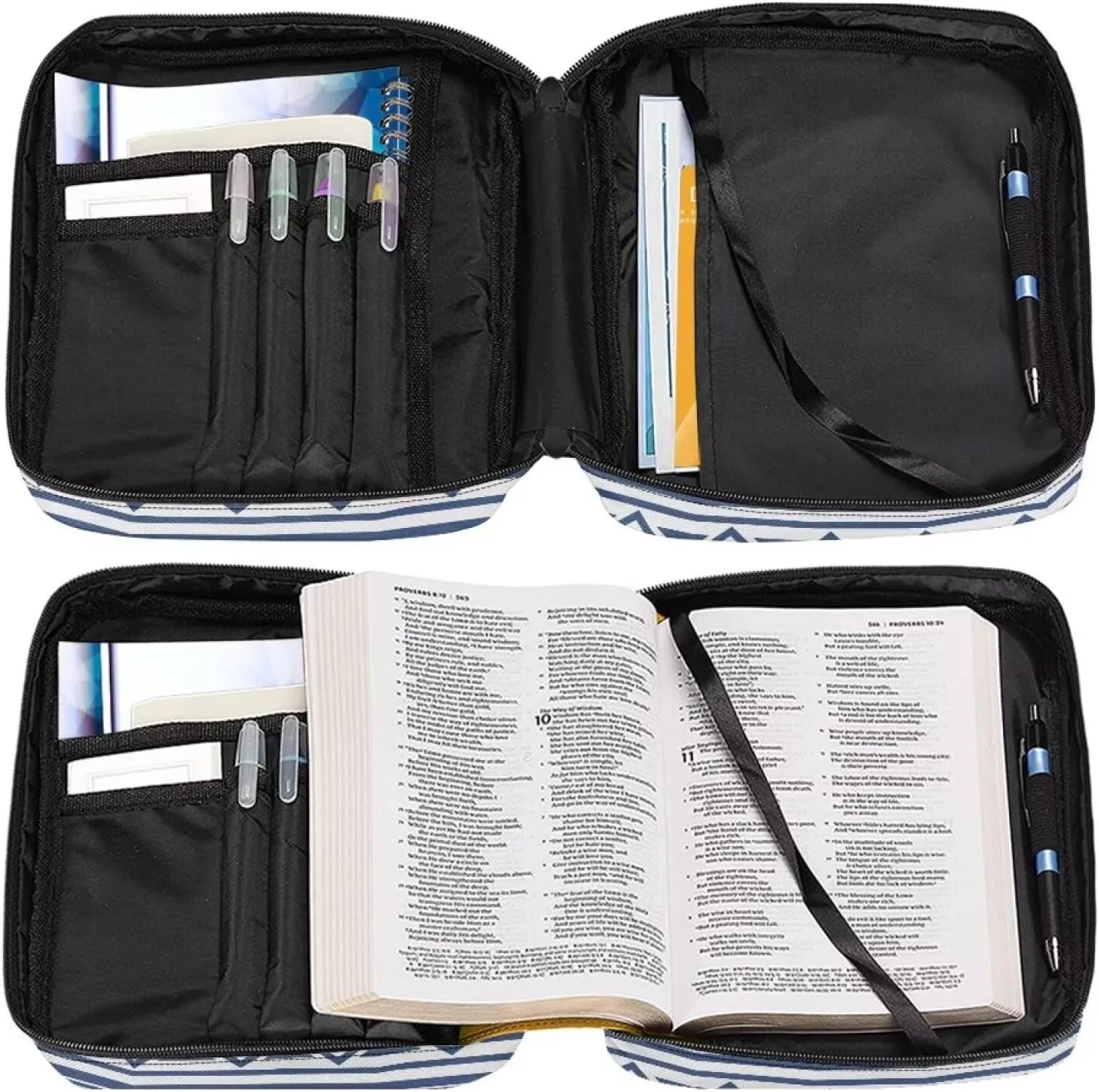 Aztec Style Bible Cover Polyester Bible Case for Women Bible Bag Zippered Pocket Shoulder Strap Pen Slot Book Cover