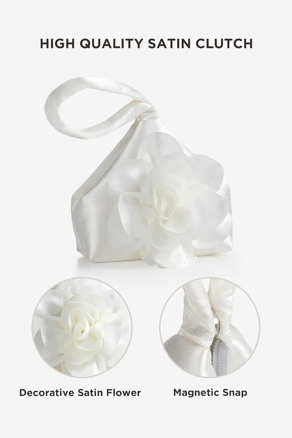 BABEYOND Clutch Purses for Women - Evening Bags Flower Satin Handbag Classy Wristlet Purse for Party Daily Wedding