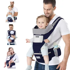 Baby Carrier Newborn to Toddler Baby Wrap Carrier with Hip Seat Baby Kangaroo Carrier Toddler Infant Baby Holder Carrier for Men/Women Dad Mom (Dark Blue)