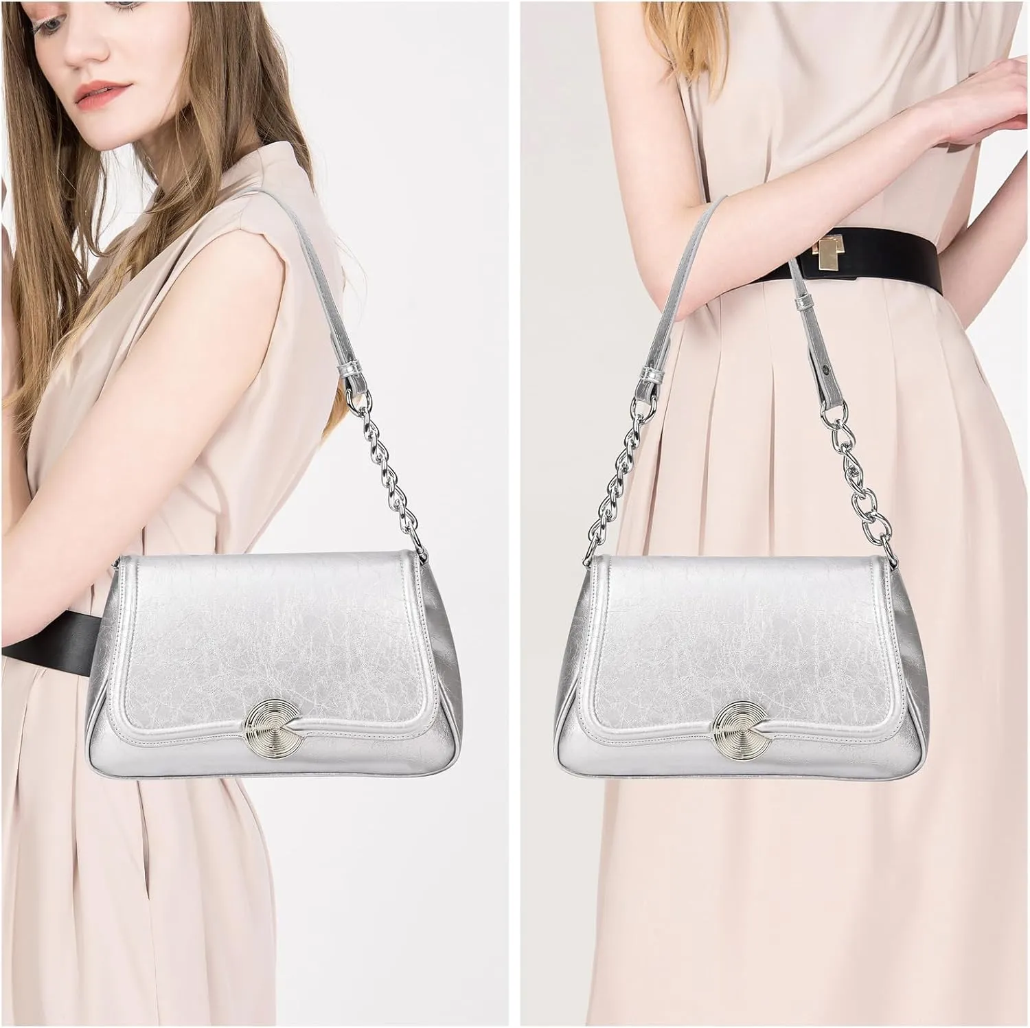 BADDIES Fashion Shoulder Bag For Women,Vegan Leather Crossbody Purse,Chic Medium Dumpling Handbag Purse
