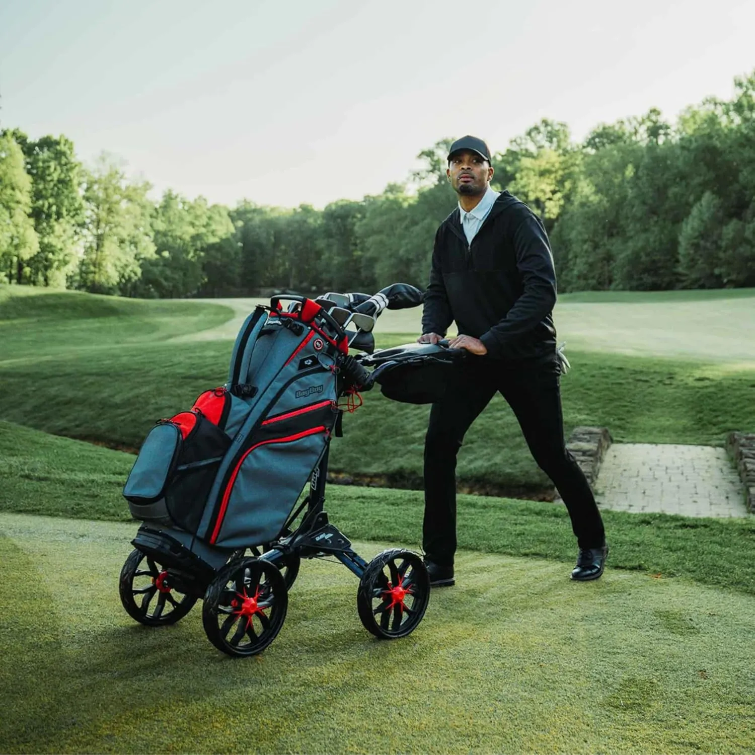 Bag Boy Quad Pro Push Cart, Black/Slate