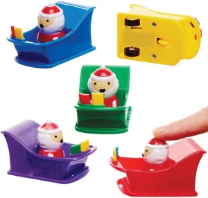 Baker Ross FX409 Santa Sleigh Pull Back Racers - Pack of 5, Xmas Racing Toys for Kids, Toys for Kids Party Bags and Christmas Stockings