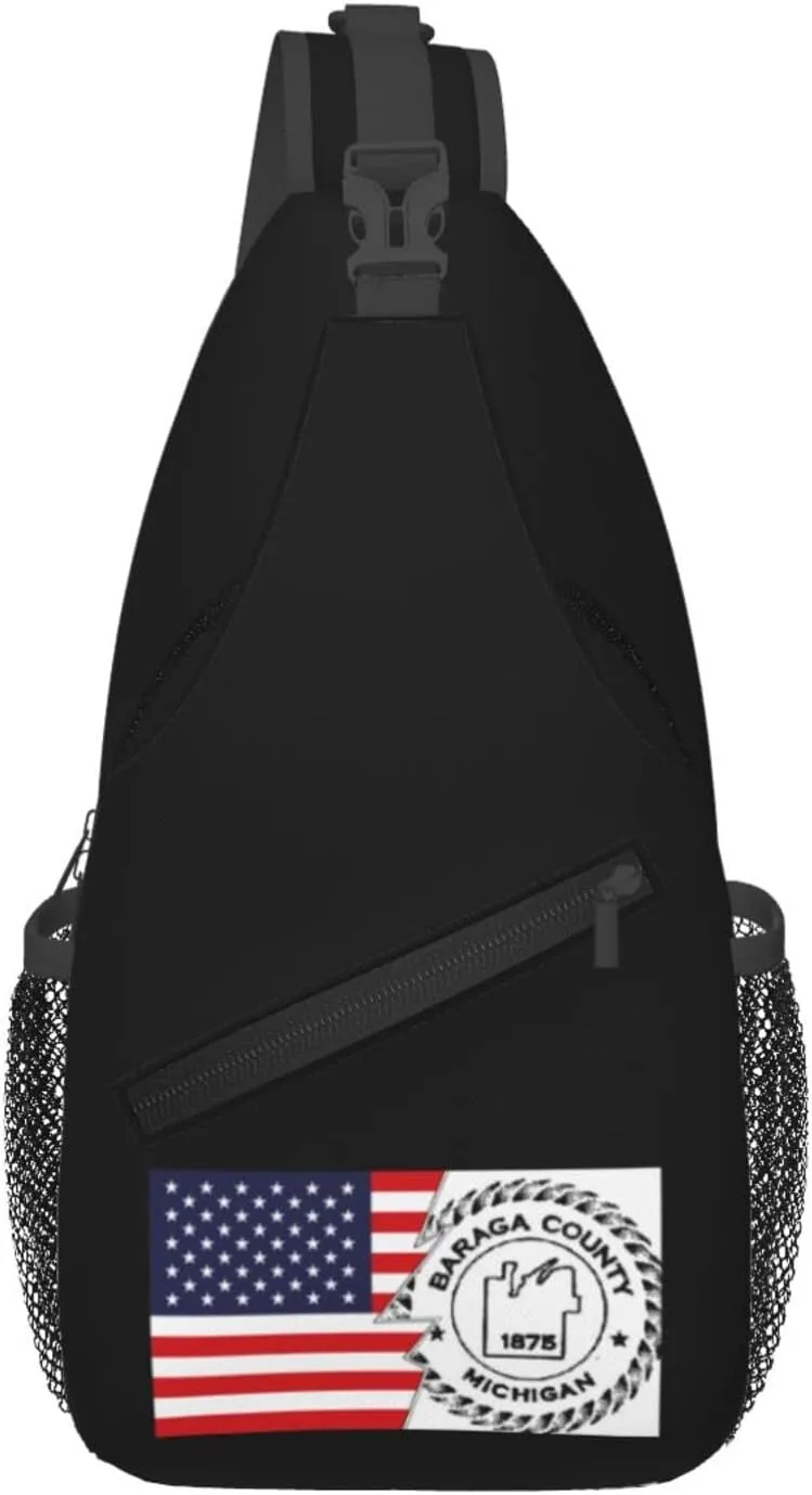 Baraga Seal And America Crossbody Bags For Women Men Chest Backpack Gym Shoulder Bag Travel Outdoor Sports Casual Crossbody Bags