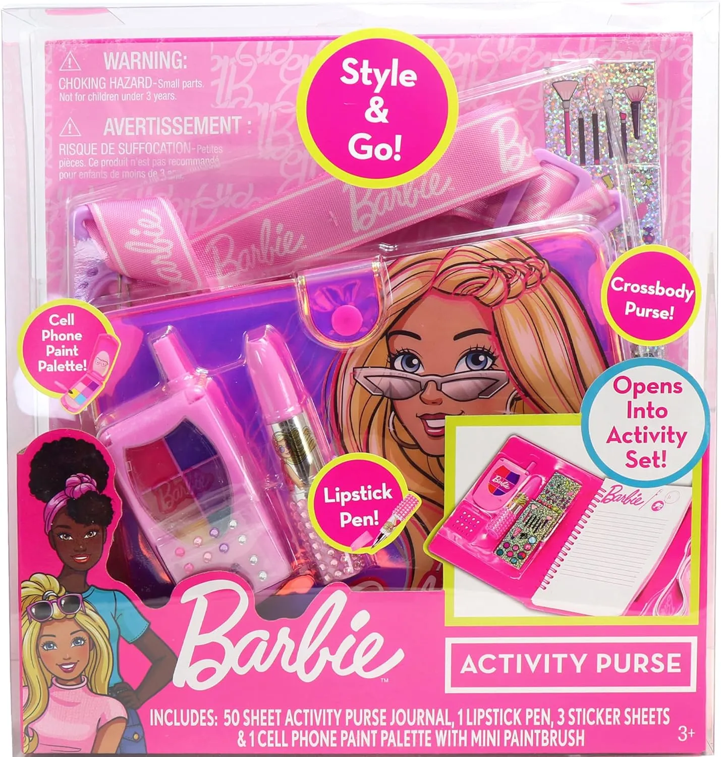 Barbie Activity Purse, 8-Piece Draw and Paint Creativity Set, Kids Toys for Ages 3 Up