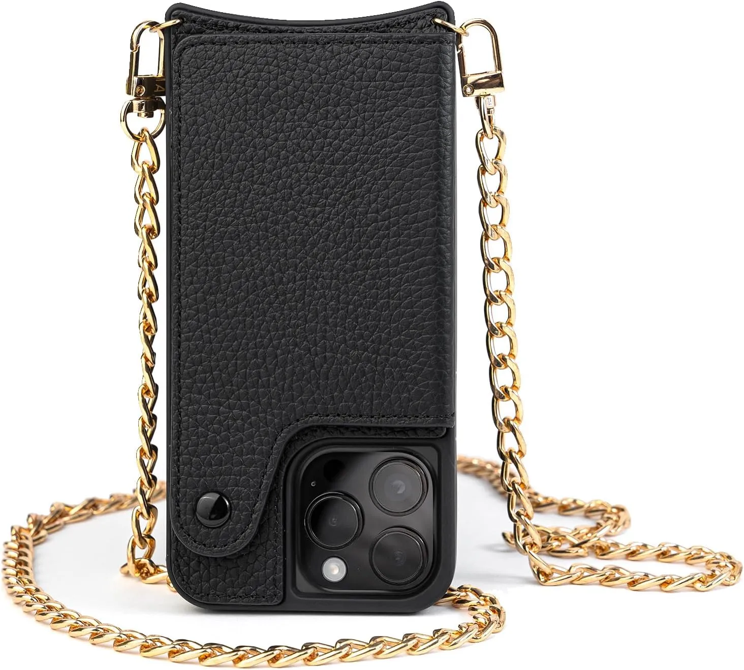 Barely Civilian iPhone Case with Leather Strap Gold Chain Wallet Mirror Crossbody Wallet Phone Case