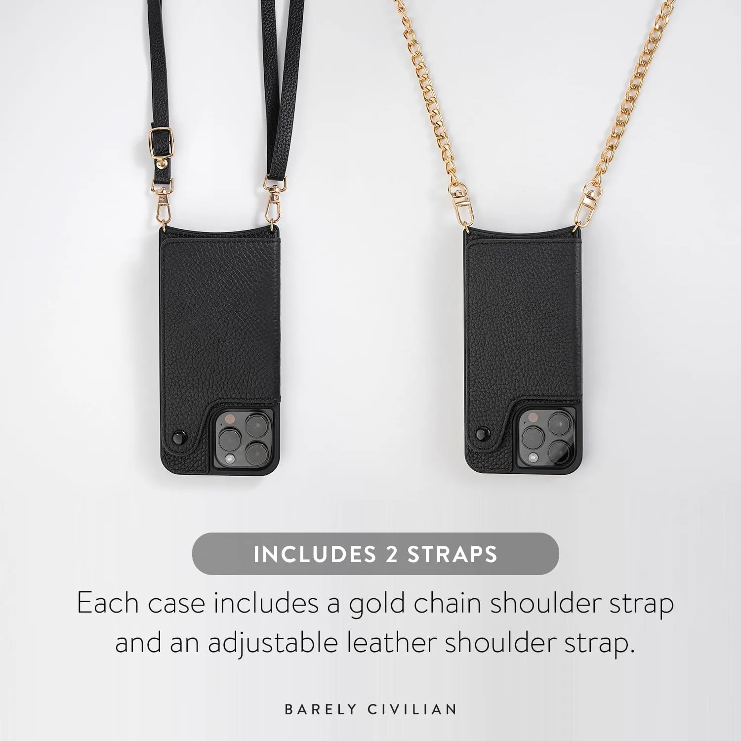 Barely Civilian iPhone Case with Leather Strap Gold Chain Wallet Mirror Crossbody Wallet Phone Case