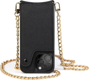 Barely Civilian iPhone Case with Leather Strap Gold Chain Wallet Mirror Crossbody Wallet Phone Case