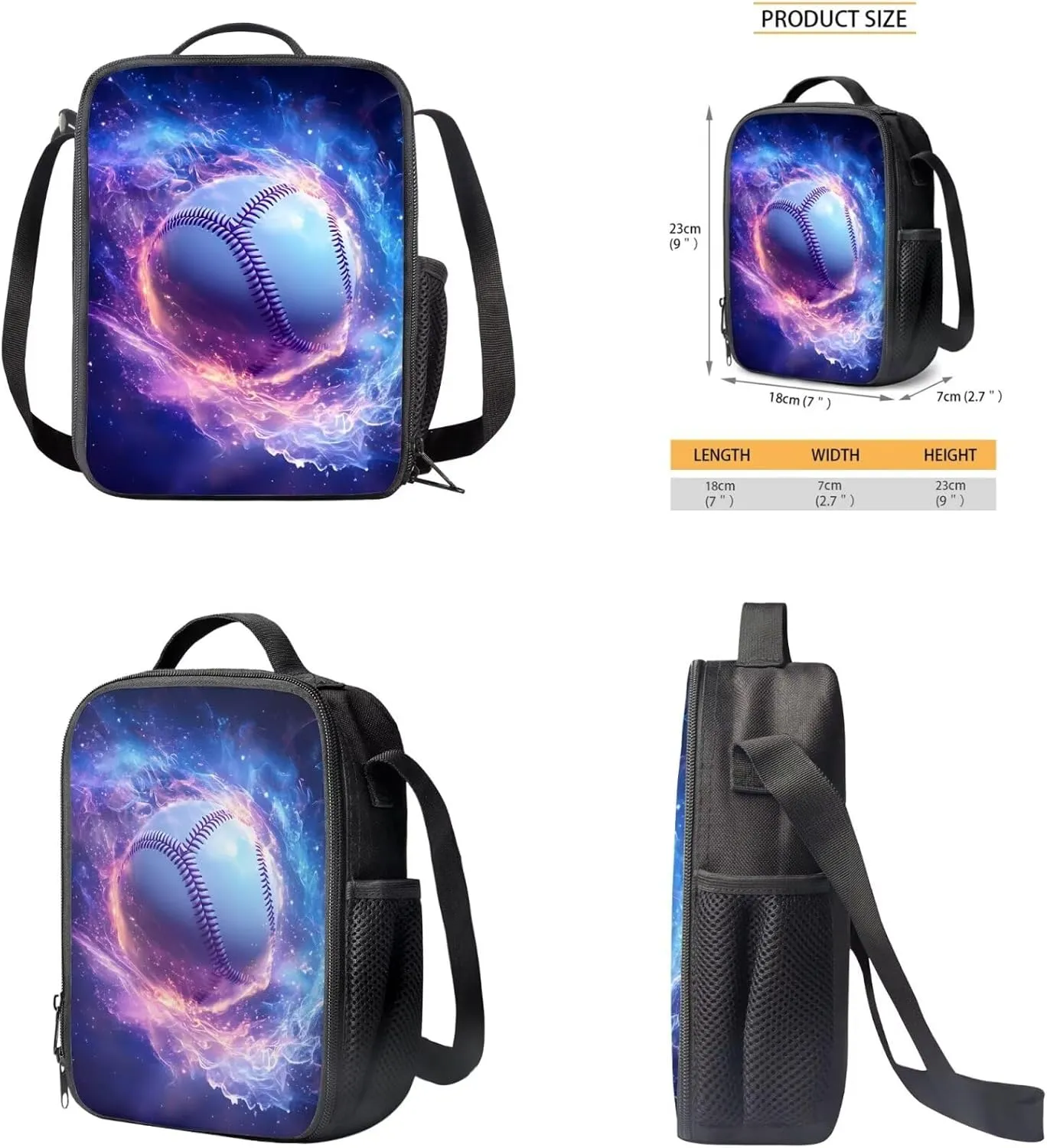 Baseball Backpack for Boys Preschool Lightweight Bookbag with Lunch Box and Pencil Case 3PCS School Back Pack Set for Little Boys Picnic Travel or Hiking