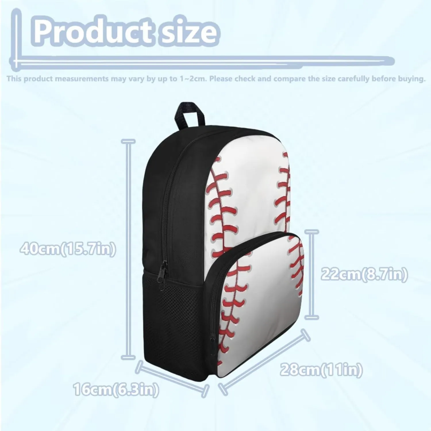 Baseball Preppy Backpack for School 5th Grade Boys School Bag Set with Lunchbox Pencil Case 9-10 Kids Large Bookbags Lightweight Camping Backpacks Daypack for Elementary School