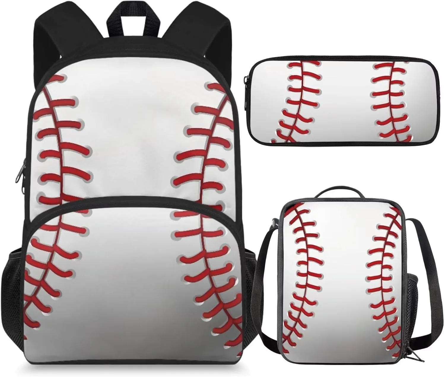 Baseball Preppy Backpack for School 5th Grade Boys School Bag Set with Lunchbox Pencil Case 9-10 Kids Large Bookbags Lightweight Camping Backpacks Daypack for Elementary School