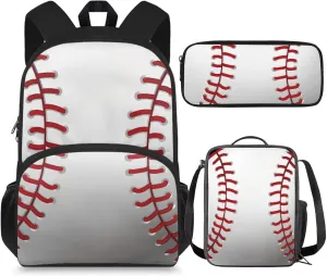Baseball Preppy Backpack for School 5th Grade Boys School Bag Set with Lunchbox Pencil Case 9-10 Kids Large Bookbags Lightweight Camping Backpacks Daypack for Elementary School