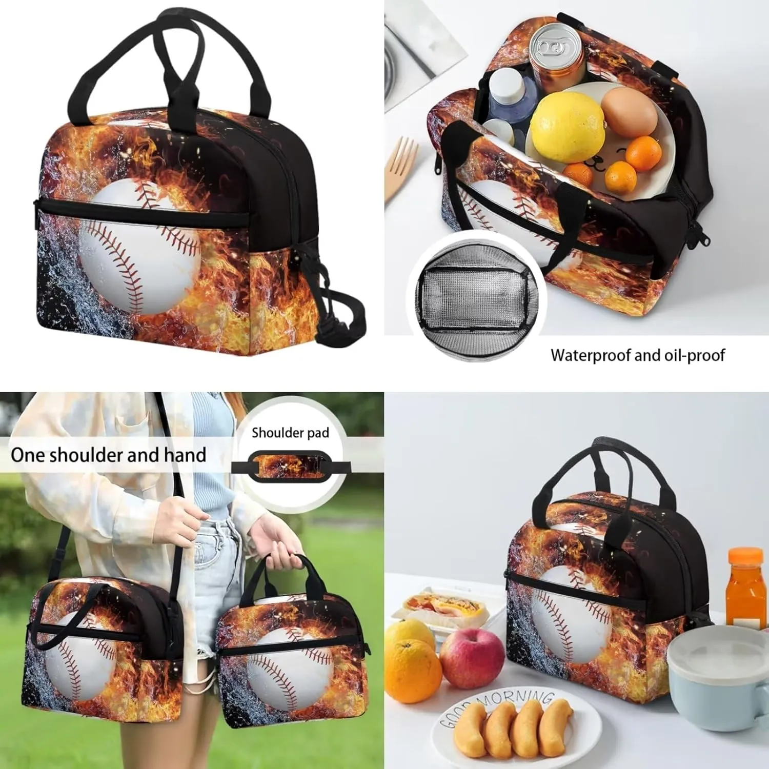 Baseball School Backpack for Boys 3 Piece School Bag Set with Lunch Bag & Pencil Case 12-14 Teenagers Large Schoolbag 17 inch Travel Shoulder Bags