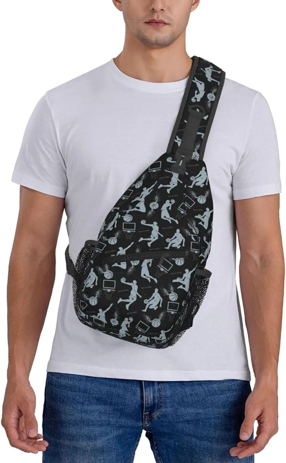 Basketball Net Dribble Jump Shot Chest Bags Crossbody Sling Bag Shoulder Bag Travel Hiking Daypack For Men Women